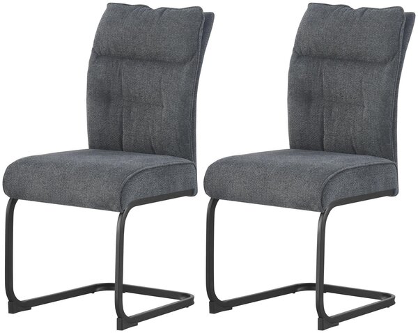 Xonox.home Set di 2 sedie Swing Frieda in ciniglia color antracite (L/H/D): 47 x 94 x 61 cm
