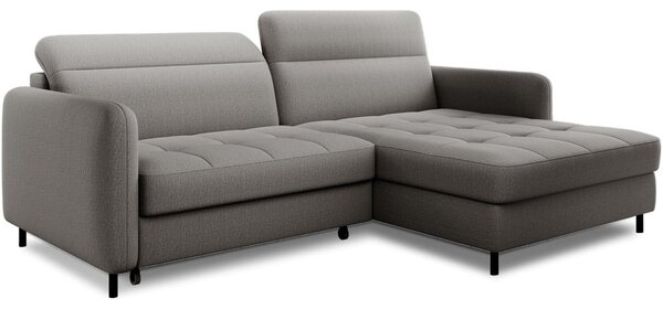 Divano angolare grigio allungabile/con contenitore (con penisola a destra/con chaise lounge) e rivestimento in velluto Gomsi – ELTAP