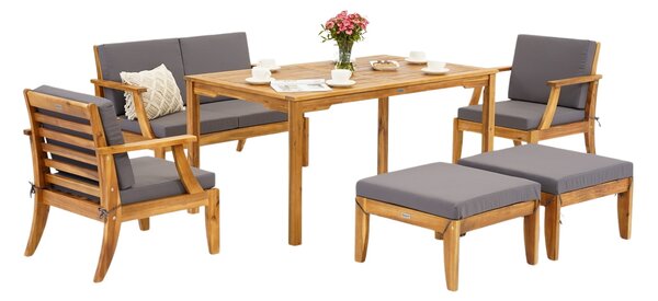 Danang Apetito 4 mobili da giardino in legno di acacia con pouf Garden Point