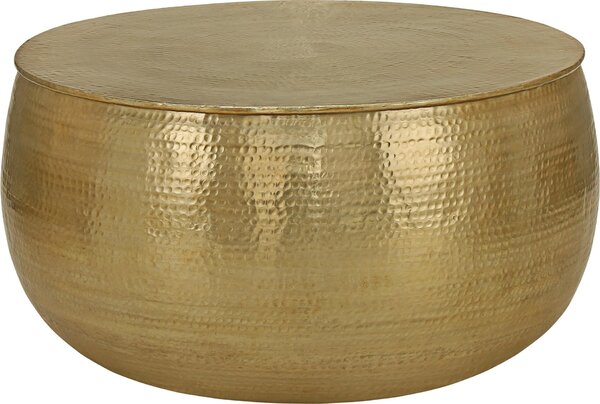 Tavolino WOMO-DESIGN Ø 90x45 cm, oro, aspetto martellato, tavolino fatto a mano, elegante tavolino orientale per il soggiorno