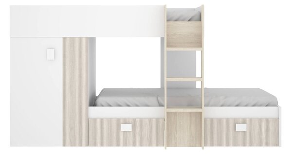 Composizione camera da letto Araba, 271x111h150 cm, Bianco e Rovere