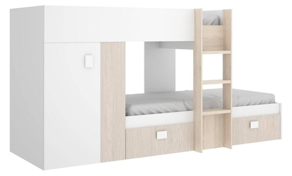 Composizione camera da letto Araba, 271x111h150 cm, Bianco e Rovere