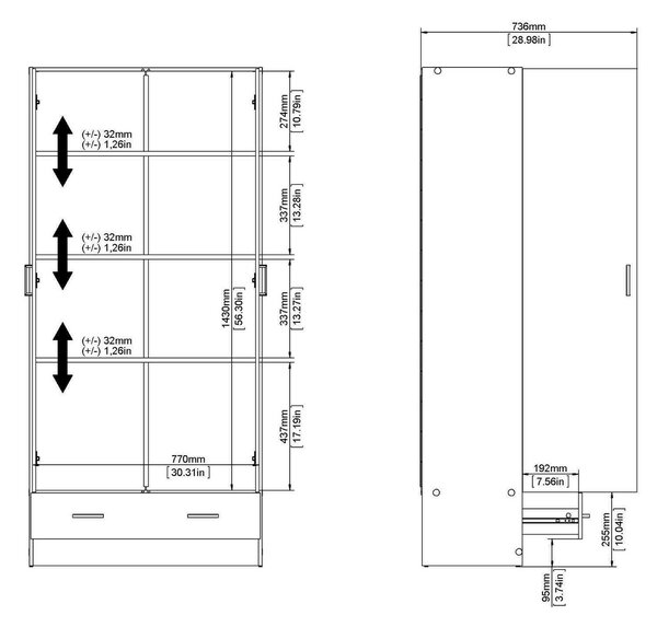 Armadio bianco con cassetto 79x170h cm - Amylya