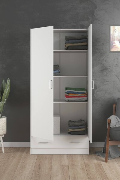 Armadio bianco con cassetto 79x170h cm - Amylya