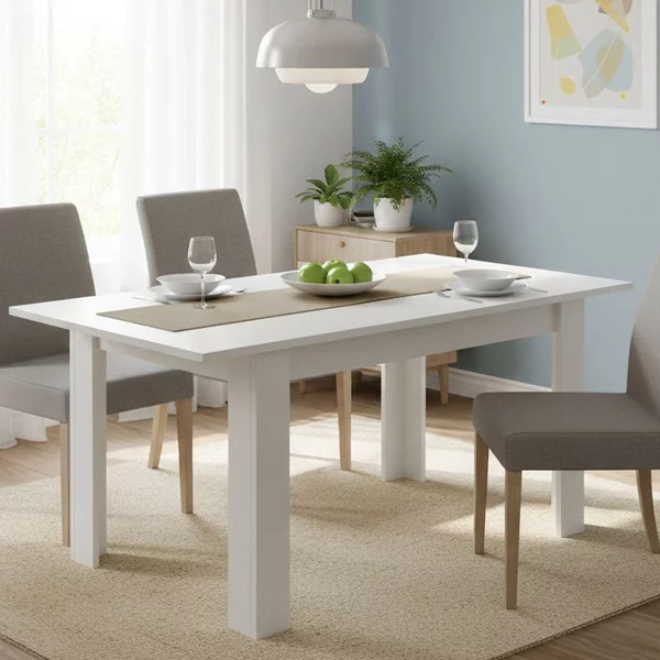 Tavolo allungabile moderno 6-8 posti 140/190x90cm bianco lucido - Dencio
