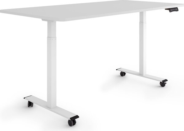 ESMART Germany ERX-122WG 160x80cm Grigio chiaro Scrivania ergonomica sit-stand su rotelle Regolabile elettricamente in altezza in modo continuo 78,5-127,5cm 3x memoria Ricordo attività Doppio motore Montaggio rapido