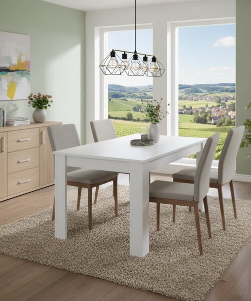 Tavolo allungabile moderno 6-8 posti 140/190x90cm bianco lucido - Dencio