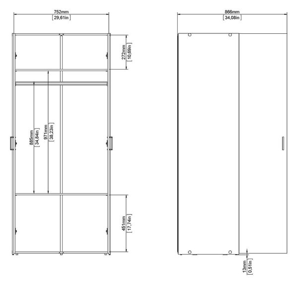 Guardaroba 2 ante\ bianco camera da letto 77x175h cm - Alibabba