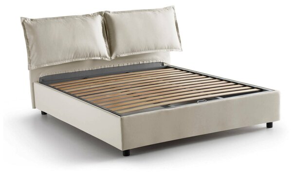 Letto matrimoniale contenitore beige 175x205cm sfoderabile - Anjin