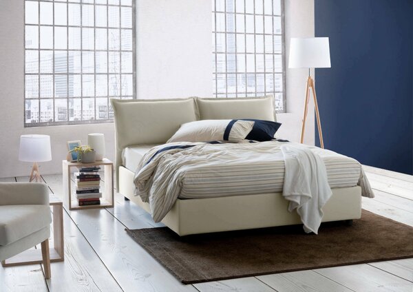 Letto matrimoniale contenitore beige 175x205cm sfoderabile - Anjin
