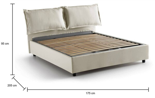 Letto matrimoniale contenitore beige 175x205cm sfoderabile - Anjin