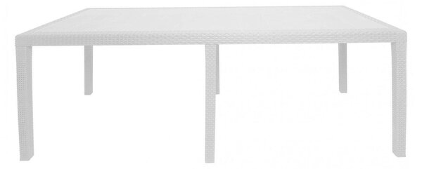 Tavolo da giardino allungabile 8-10 posti 150/220x90cm effetto rattan bianco - Abbaviva