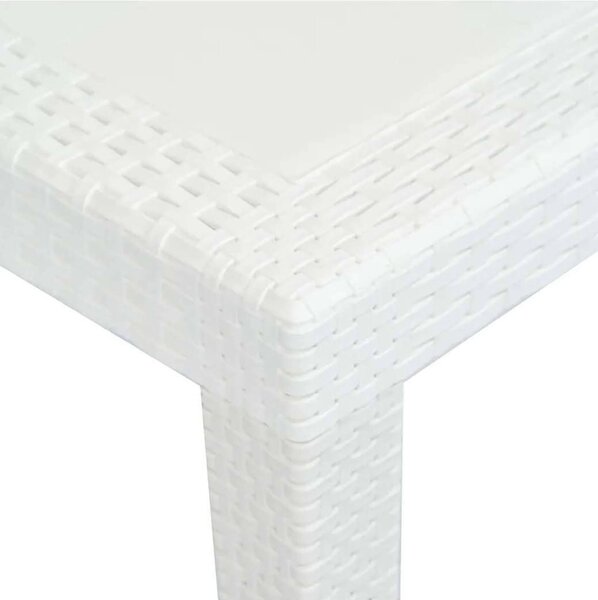 Tavolo da giardino allungabile 8-10 posti 150/220x90cm effetto rattan bianco - Abbaviva