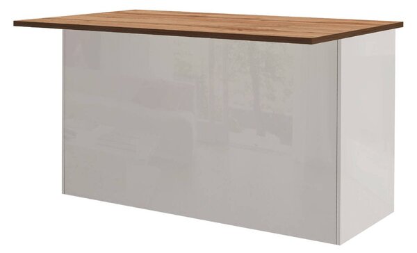 Isola cucina salvaspazio con ripiani 155x90x90h cm bianca lucida e rovere - Tartaro
