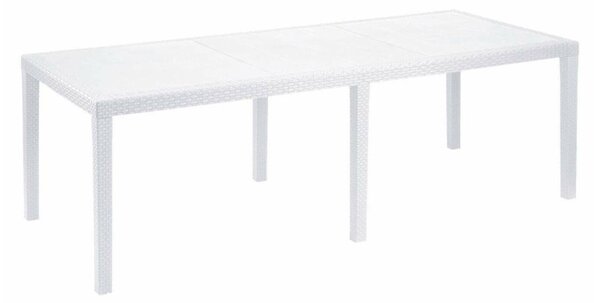 Tavolo da giardino allungabile 8-10 posti 150/220x90cm effetto rattan bianco - Abbaviva
