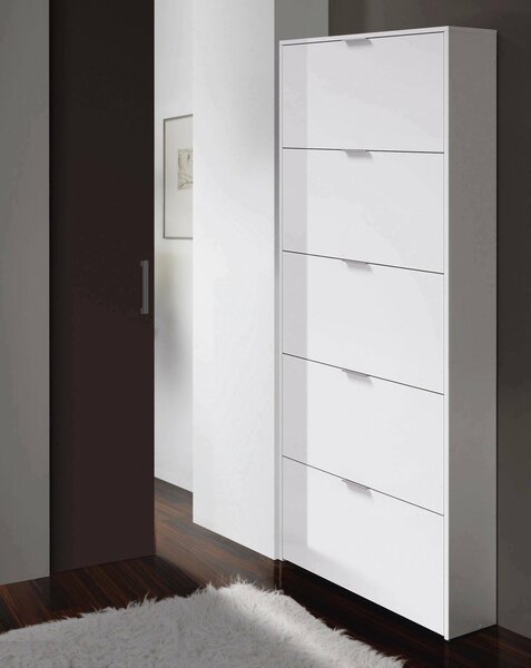 Scarpiera 5 ante bianca lucida 70x180h cm - Anatra