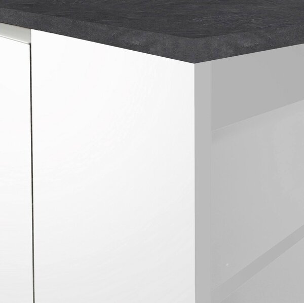 Isola per cucina moderna 155x90x90h cm bianca lucida e ardesia - Tartaro