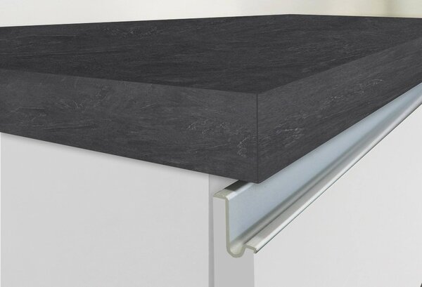 Isola per cucina moderna 155x90x90h cm bianca lucida e ardesia - Tartaro