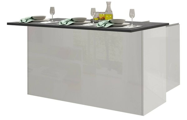 Isola per cucina moderna 155x90x90h cm bianca lucida e ardesia - Tartaro