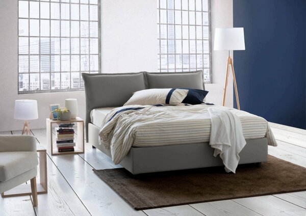 Letto matrimoniale contenitore grigio 175x205cm sfoderabile - Anjin