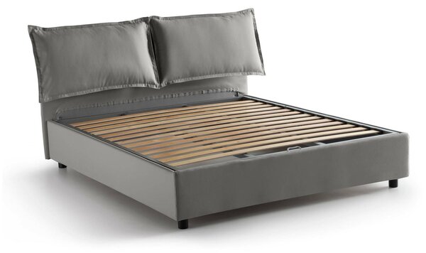 Letto matrimoniale contenitore grigio 175x205cm sfoderabile - Anjin