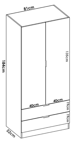 Guardaroba moderno bianco 81x184h cm - Anya