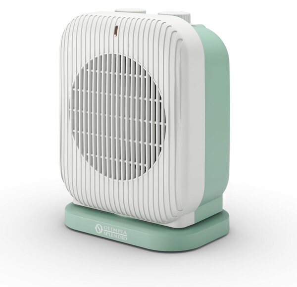 Stufa ventilata da 2000 W, grado di protezione IP21, con sistema di protezione anticaduta, oscillante, con 2 livelli di potenza, colore grigio-verde