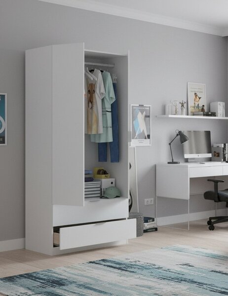 Guardaroba moderno bianco 81x184h cm - Anya