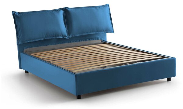 Letto matrimoniale contenitore blu 175x205cm sfoderabile - Anjin