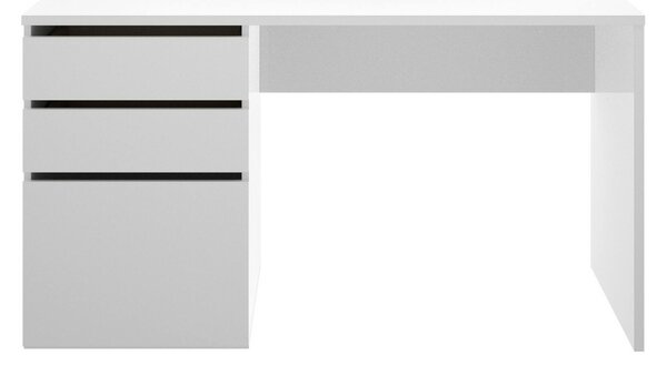 Scrivania lineare bianca lucida 139x60cm con 2 cassetti - Ardina