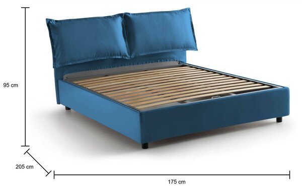 Letto matrimoniale contenitore blu 175x205cm sfoderabile - Anjin