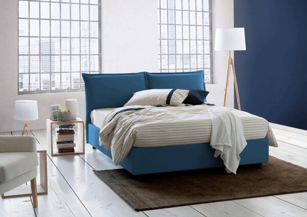 Letto matrimoniale contenitore blu 175x205cm sfoderabile - Anjin
