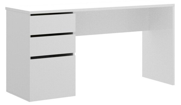 Scrivania lineare bianca lucida 139x60cm con 2 cassetti - Ardina