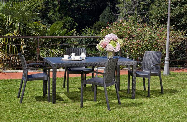 Set di 4 sedie da esterno eleganti impilabili antracite - Anacleto