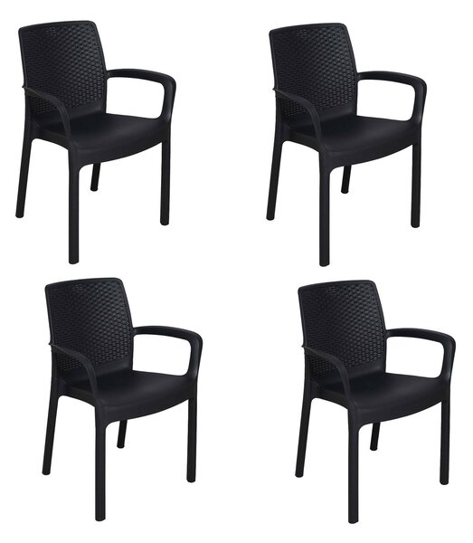 Set di 4 sedie da esterno eleganti impilabili antracite - Anacleto