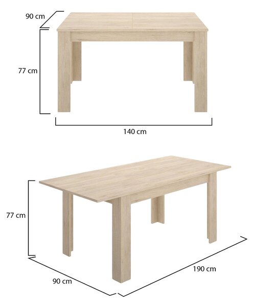 Tavolo allungabile 6-8 posti 140/190x90cm rovere - Dencio