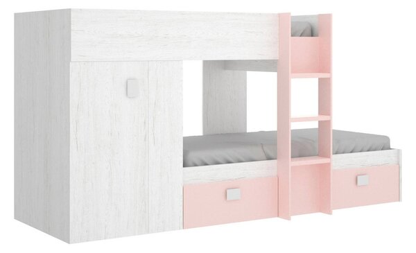 Composizione camera da letto Araba, 271x111h150 cm, Bianco e Rosa