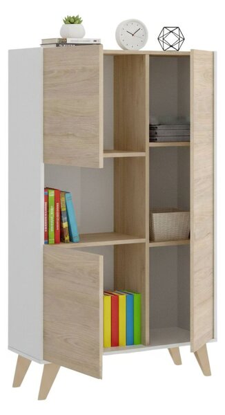 Credenza alta rovere e bianca 81x43x135h cm 3 ante - Crono