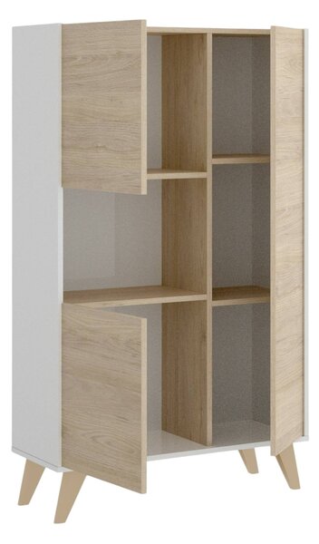 Credenza alta rovere e bianca 81x43x135h cm 3 ante - Crono