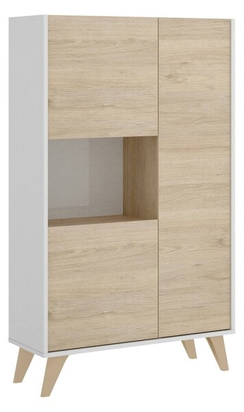 Credenza alta rovere e bianca 81x43x135h cm 3 ante - Crono