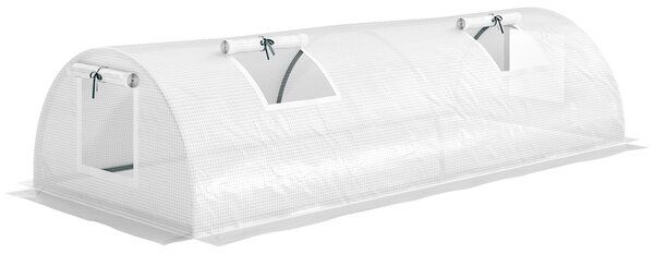 Serra Outsunny con finestra avvolgibile a tetto rotondo, serra in film d'acciaio a prova d'inverno serra idrorepellente per balcone