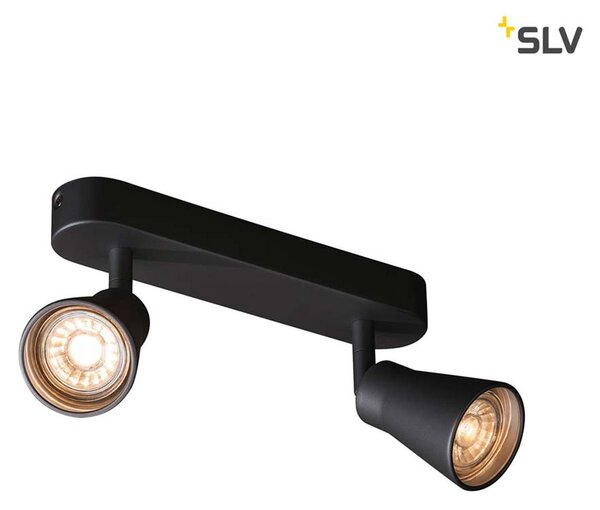 Faretto da soffitto Avo CW nero a 2 luci GU10 orientabile e girevole