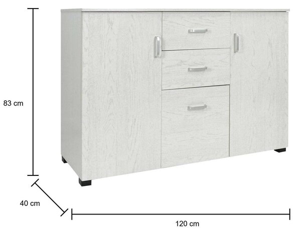 Credenza grigia 120x40x82h cm 3 ante e 2 cassetti - Apocalypse