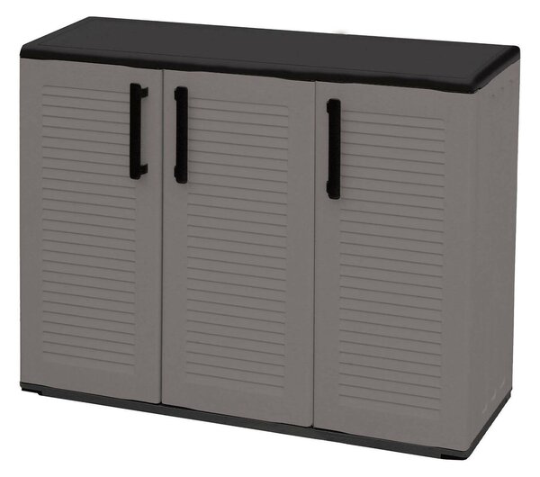 Armadio in plastica minimal 3 ante grigio e nero 102x84h cm - Aranka