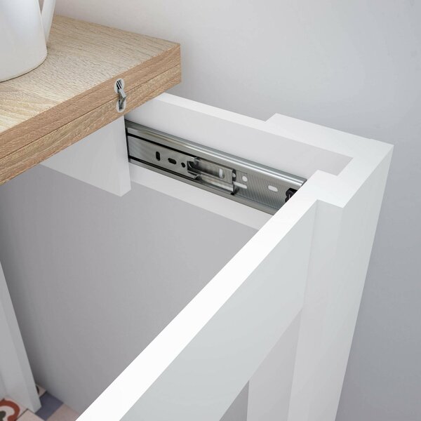 Tavolo allungabile salvaspazio 4-6 posti 67x67/135cm bianco e rovere - Aratro