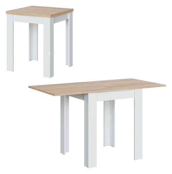 Tavolo allungabile salvaspazio 4-6 posti 67x67/135cm bianco e rovere - Aratro