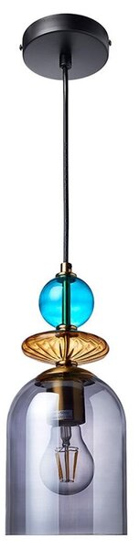 Lampada a sospensione TROPEA nero-turchese 1xE27x15W in vetro, dimensioni: 110x13x13 cm, IP20, Light Prestige