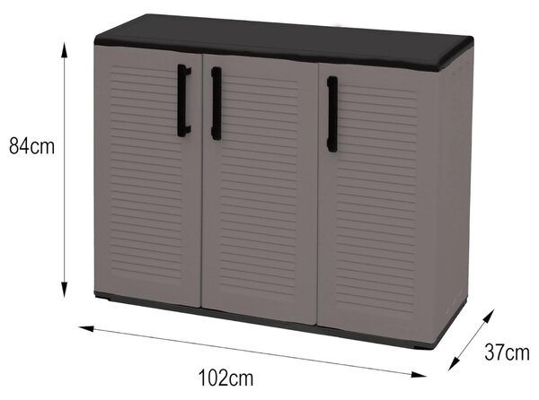 Armadio in plastica minimal 3 ante grigio e nero 102x84h cm - Aranka