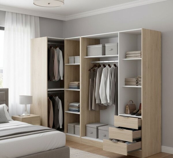 Guardaroba con appendiabiti rovere 213x184h cm - Atena