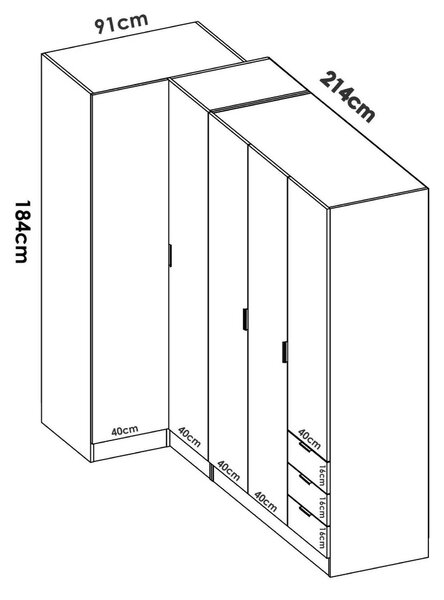 Guardaroba con appendiabiti rovere 213x184h cm - Atena